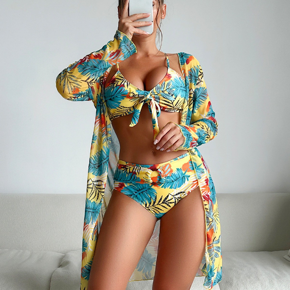 Kadın 3 Parçalı Çiçek Desenli  - Kimono Sheer Floral incelemesi ve fiyatı